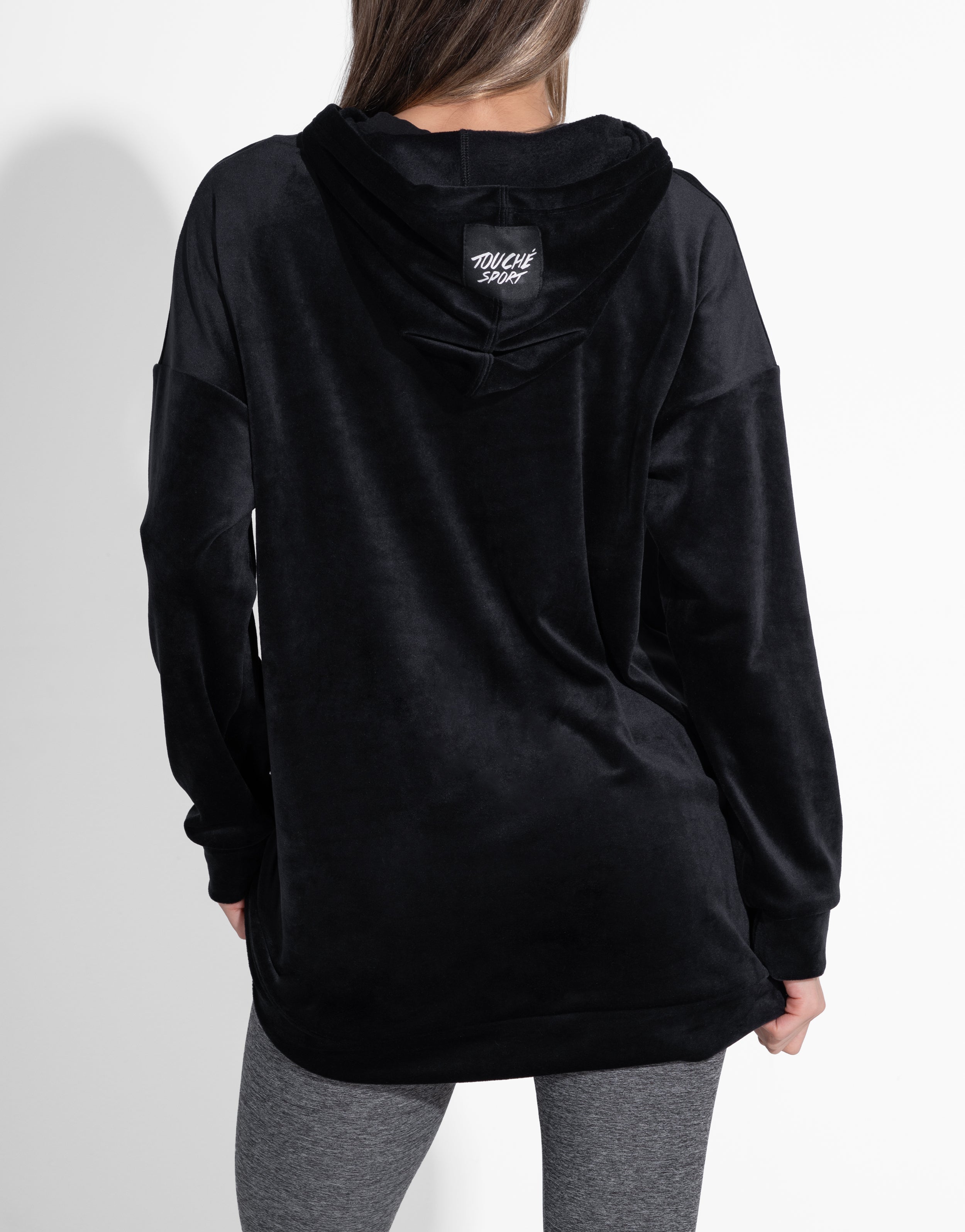 BLACK PLUSH HOODIE