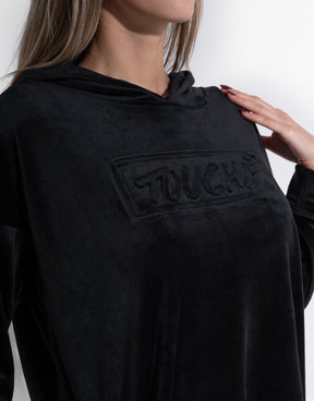 BLACK PLUSH HOODIE